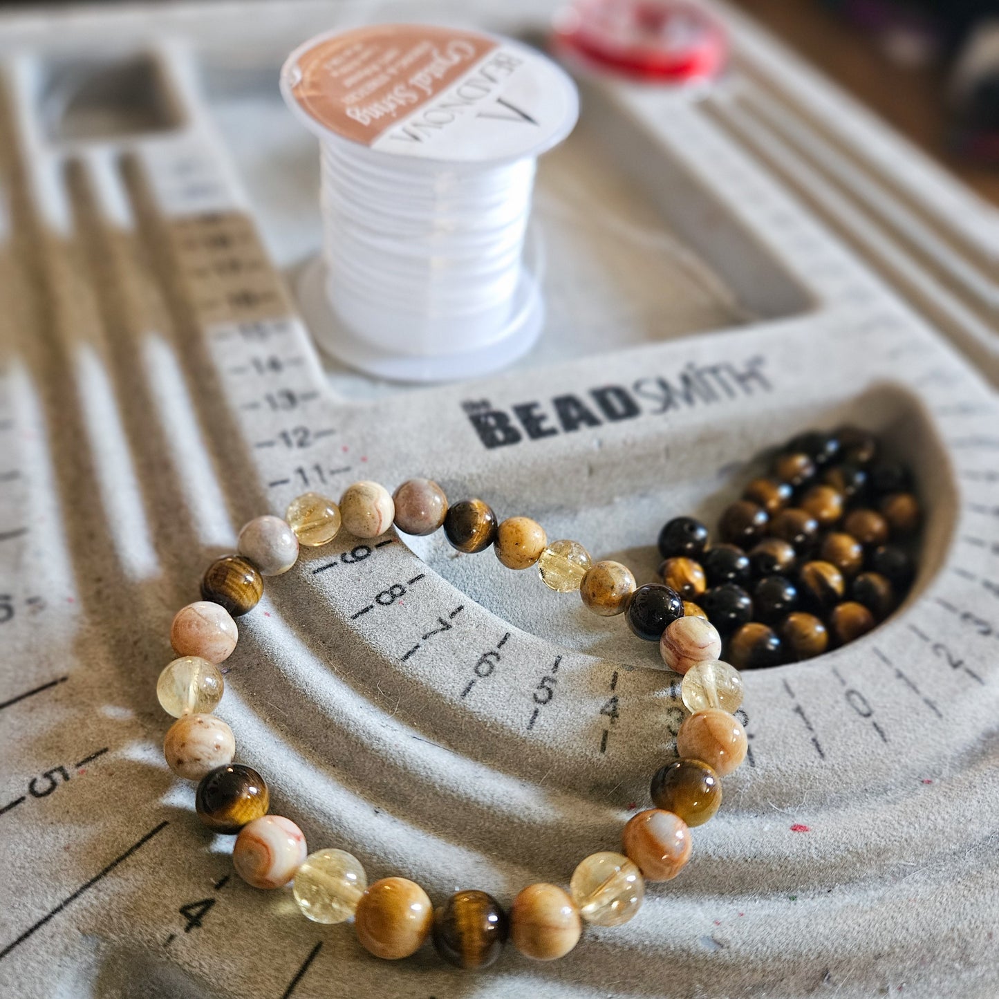 Golden Warrior – Crazy Lace Agate, Citrine & Tiger’s Eye Bracelet (Size-Inclusive)