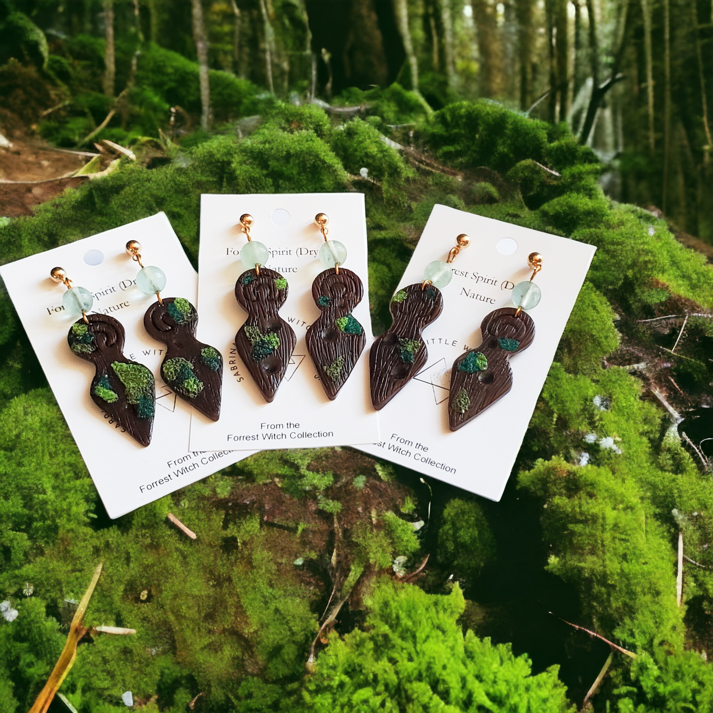 Forrest Goddess Mossy Dryad Fluorite Earrings
