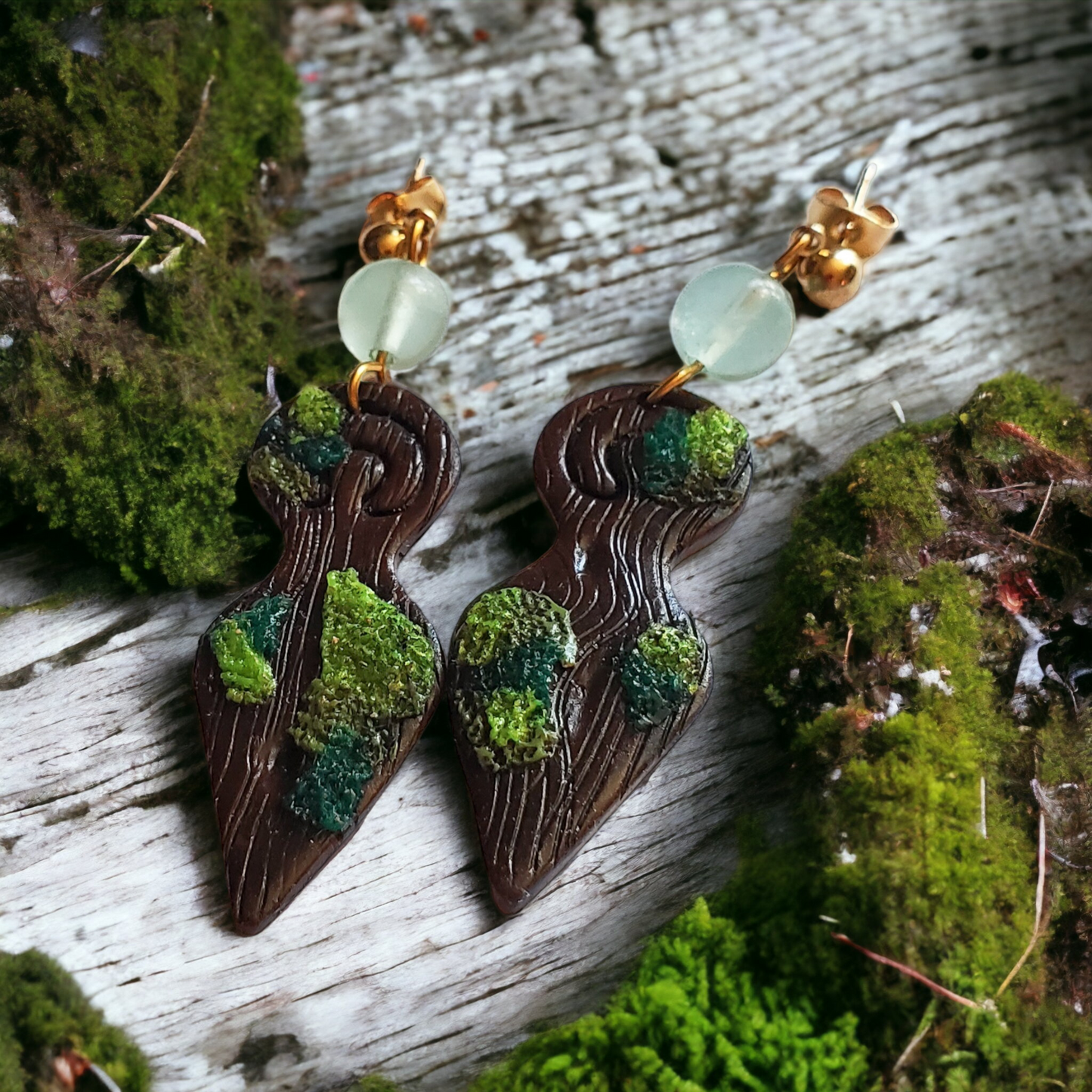 Forrest Goddess Mossy Dryad Fluorite Earrings