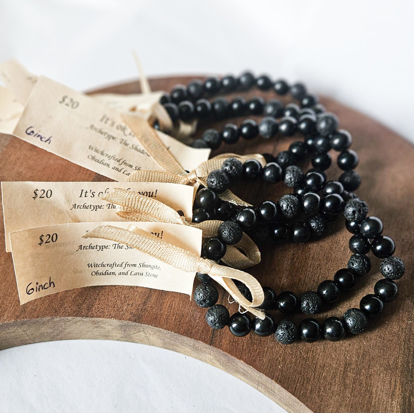 It's ok to be you! – Archetype: The Shadow Witch – Stretch bracelet with Shungite, Obsidian and Lava Stone