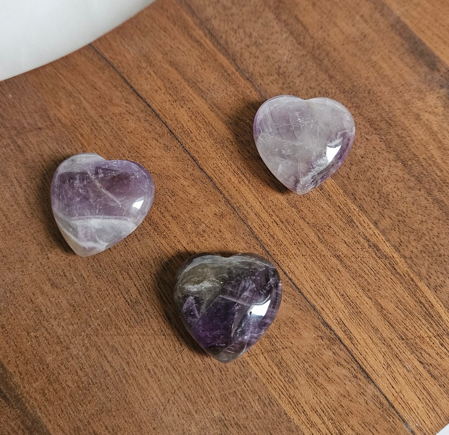 Chevron Amethyst Heart – Small 1" Crystal for Intuition, Balance & Protection