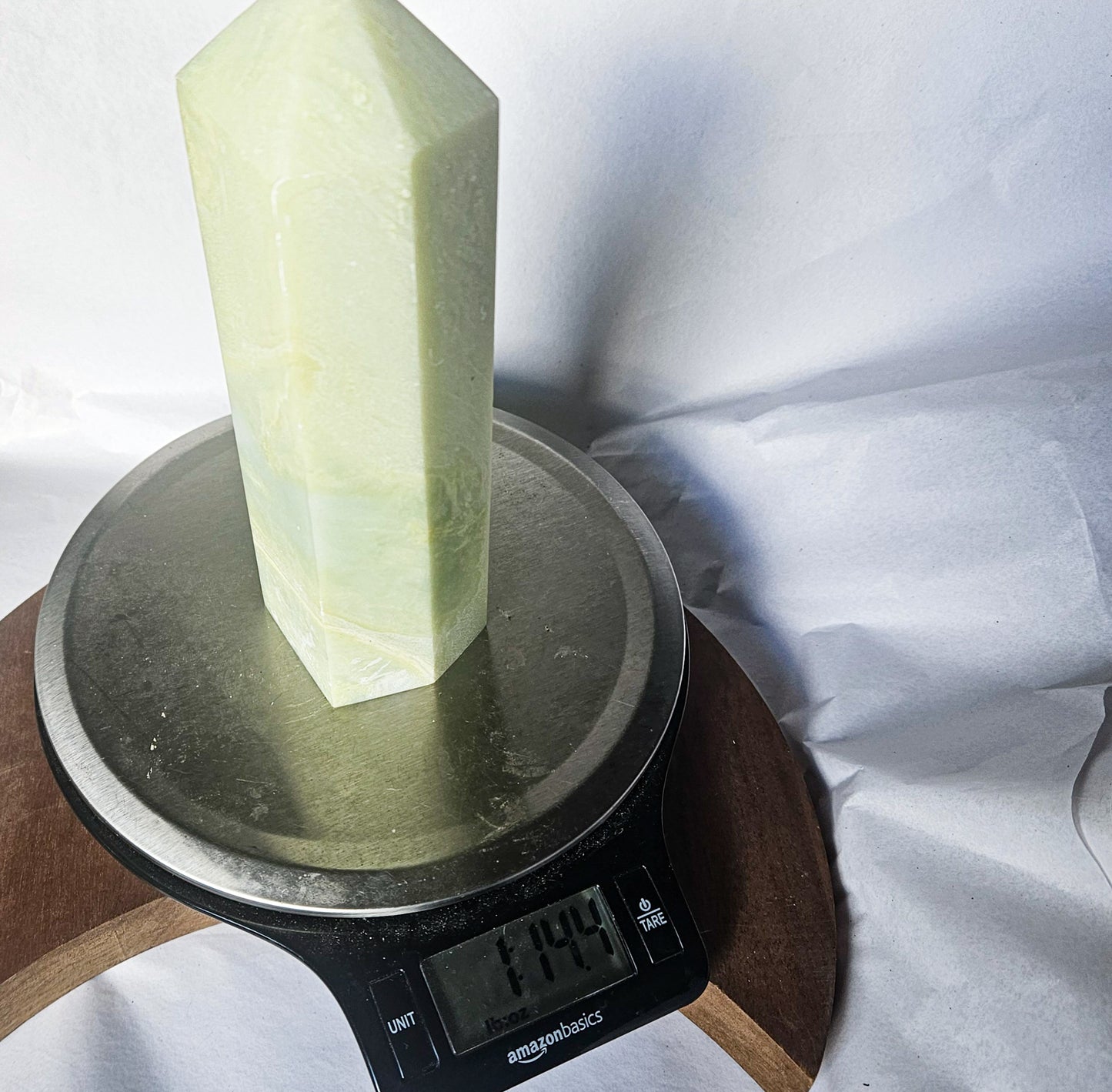 Green Jade Tower (1.8 lbs, 6.75") – Crystal Point for Luck, Prosperity & Emotional Harmony | Polished Jade Generator for Healing & Balanced Energy Decor