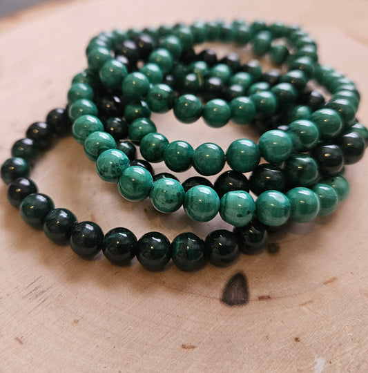 Malachite Stretch Bracelet - Positive Change - 6mm Beaded - Crystal Jewelry - Size Inclusive