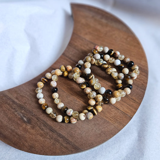 Golden Warrior – Crazy Lace Agate, Citrine & Tiger’s Eye Bracelet (Size-Inclusive)