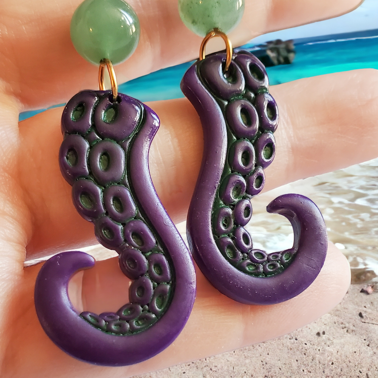 Purple Octopus Tentacle Earrings