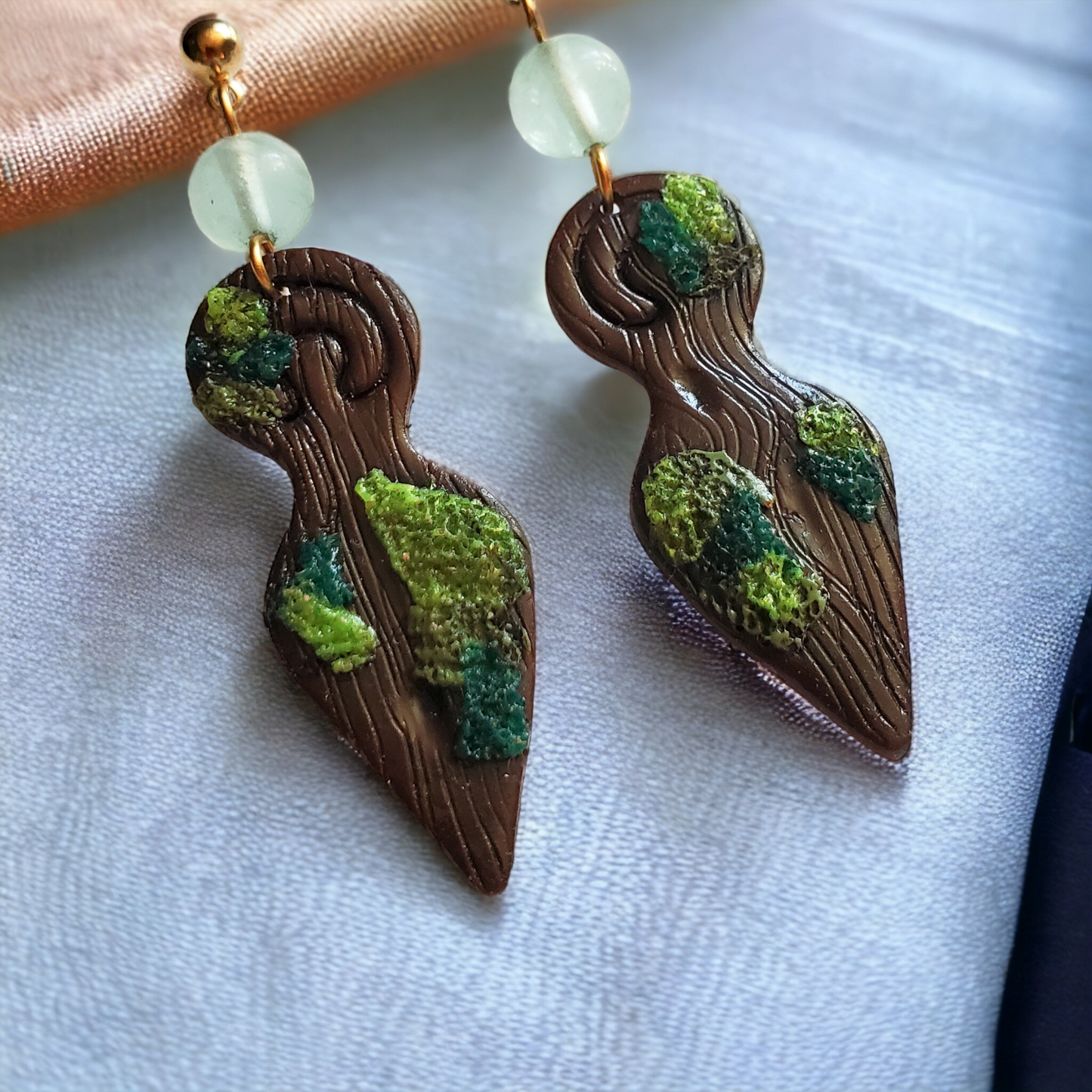Forrest Goddess Mossy Dryad Fluorite Earrings