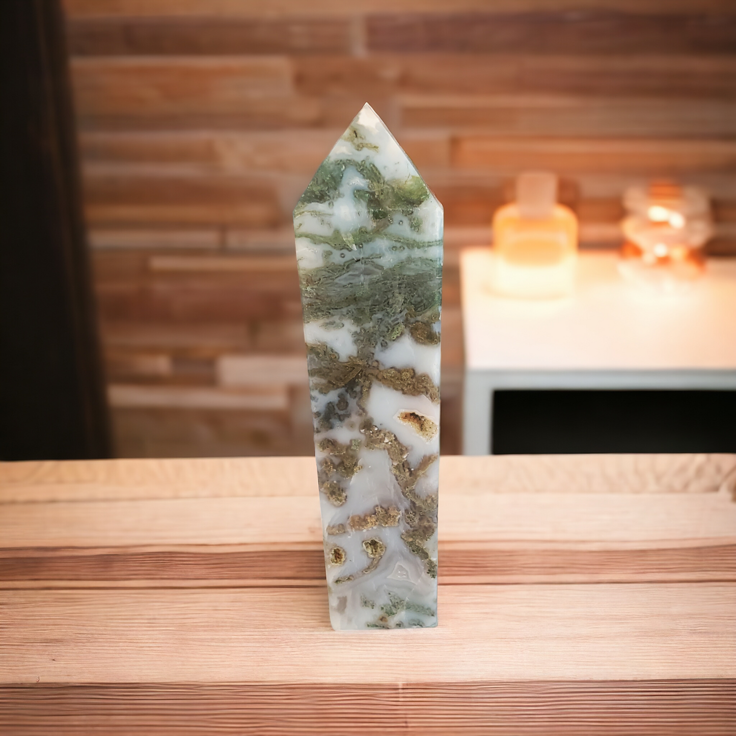 Moss Agate Crystal Tower 3