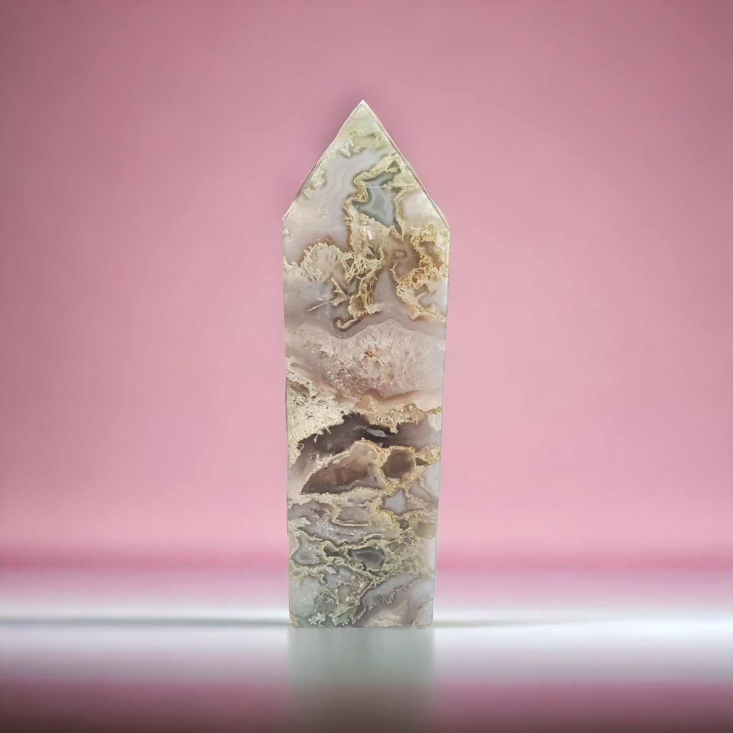 Moss Agate Crystal Tower 4