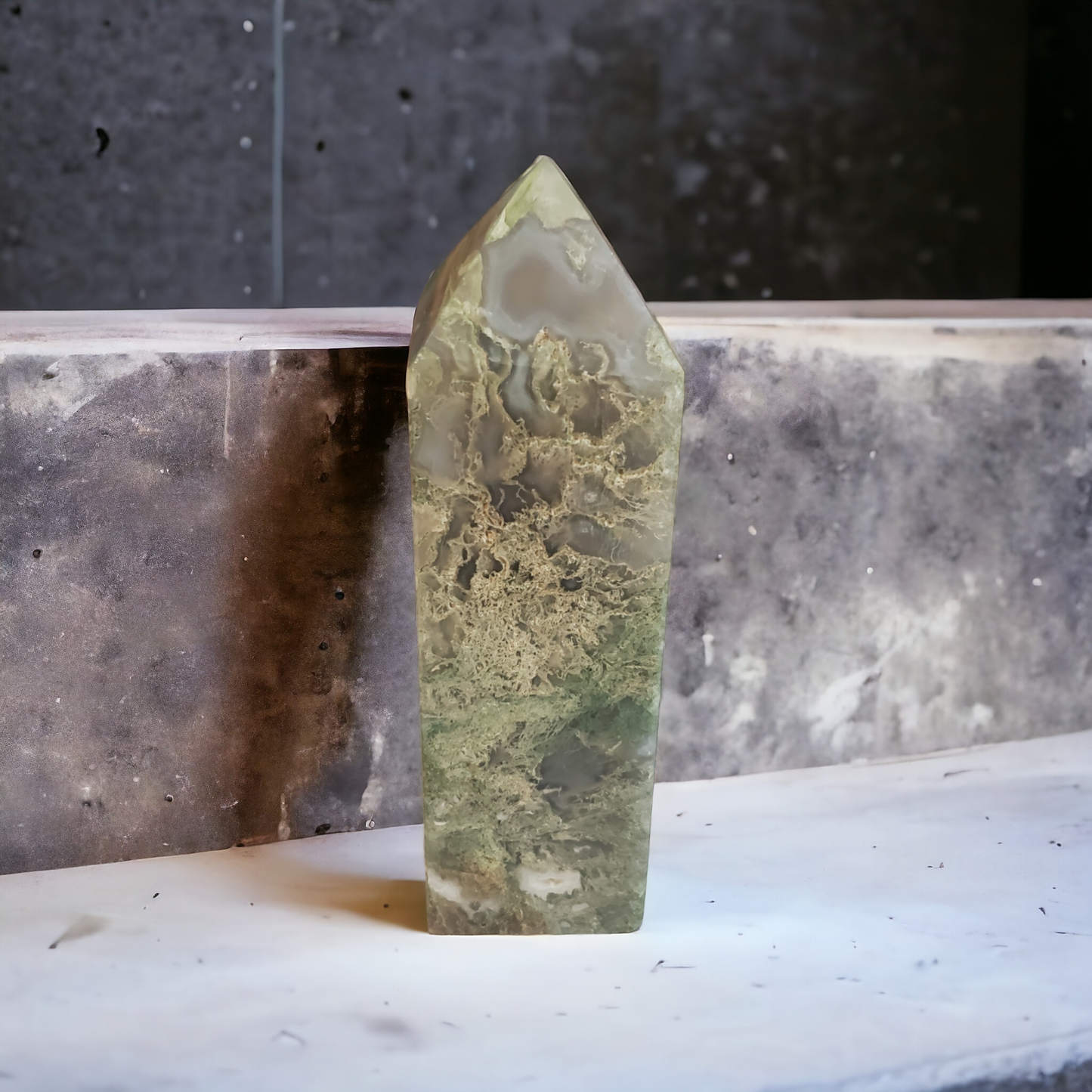 Moss Agate Crystal Tower 5
