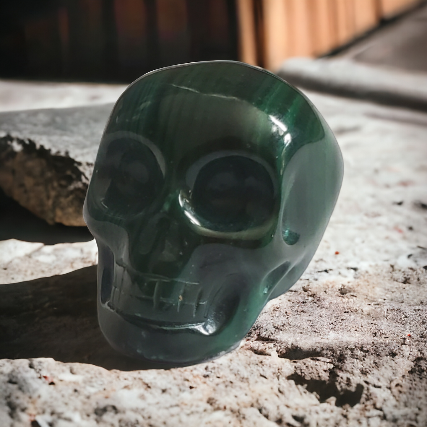 Mini Malachite Crystal Skull