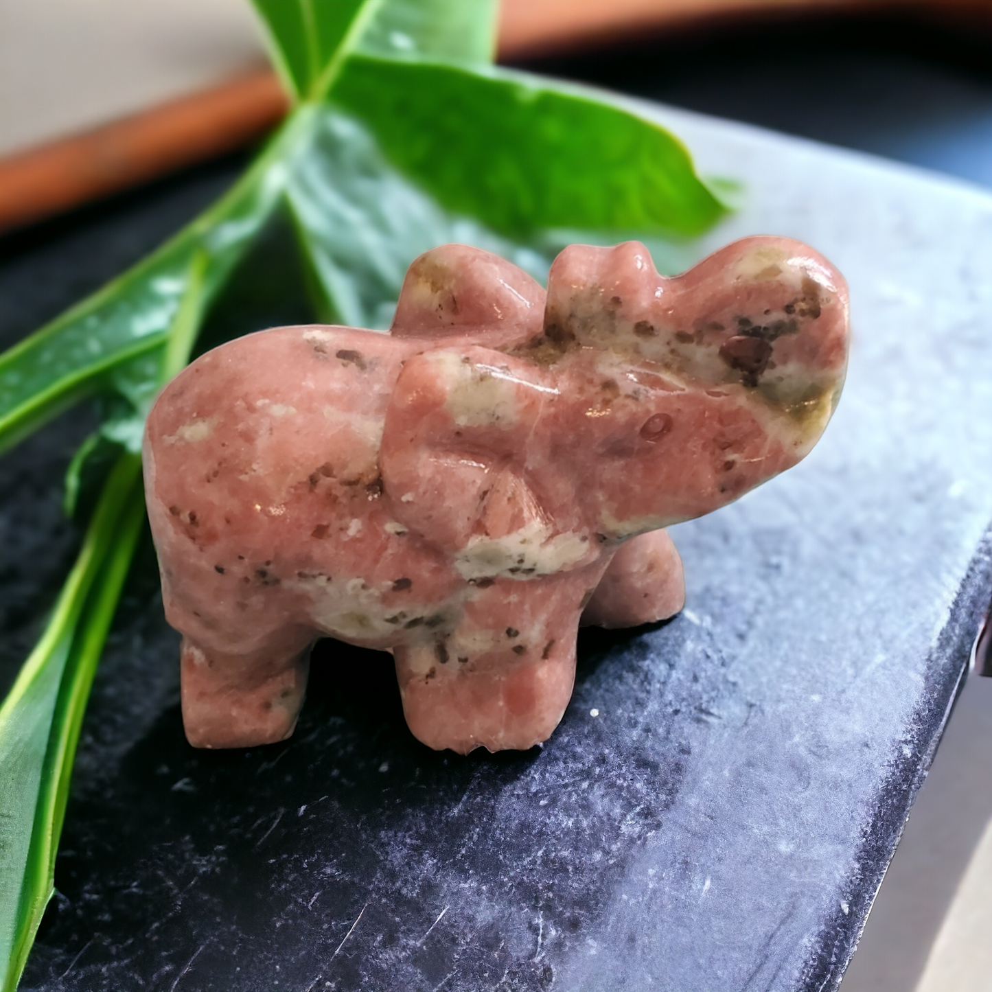 Pink Calcite with Serpentine Crystal Elephant