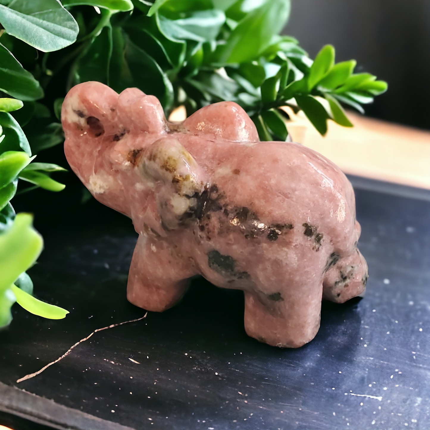 Pink Calcite with Serpentine Crystal Elephant