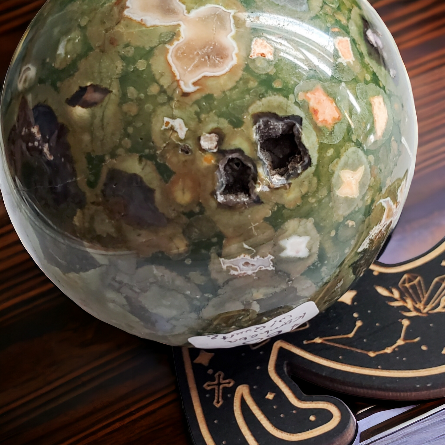 Kambaba Jasper with Quartz Crystal Sphere