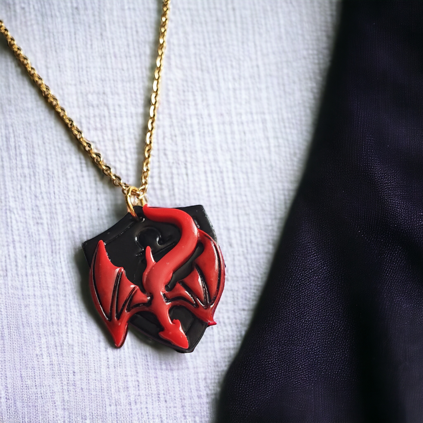 Libra Zodiac Dragon Necklace with Shield