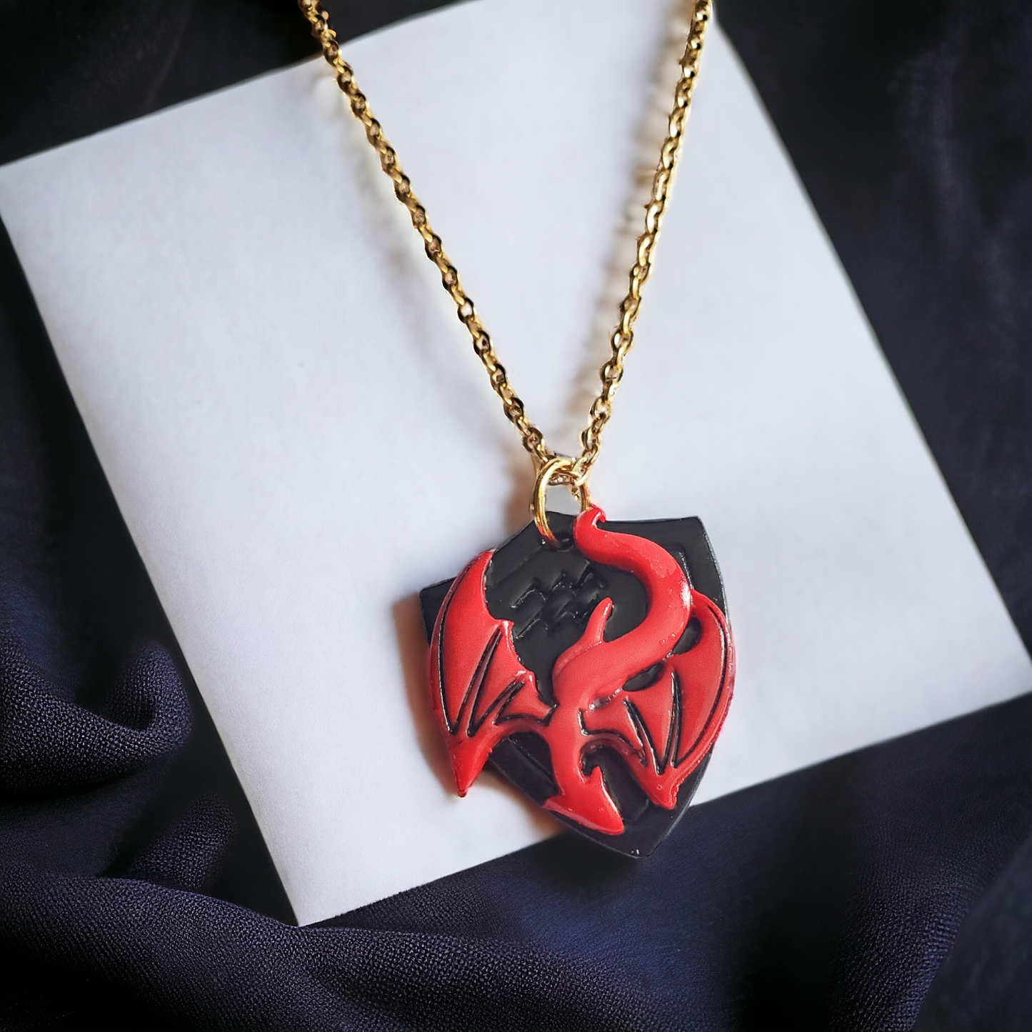 Aquarius Zodiac Dragon Necklace with Shield