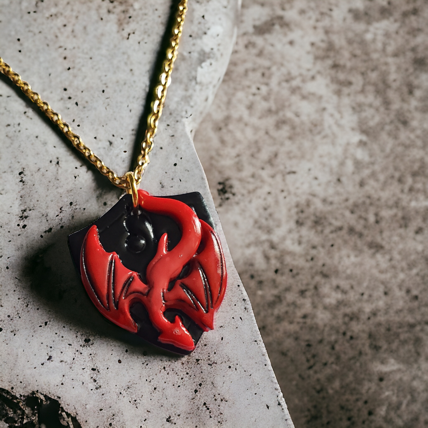 Leo Zodiac Dragon Necklace with Shield
