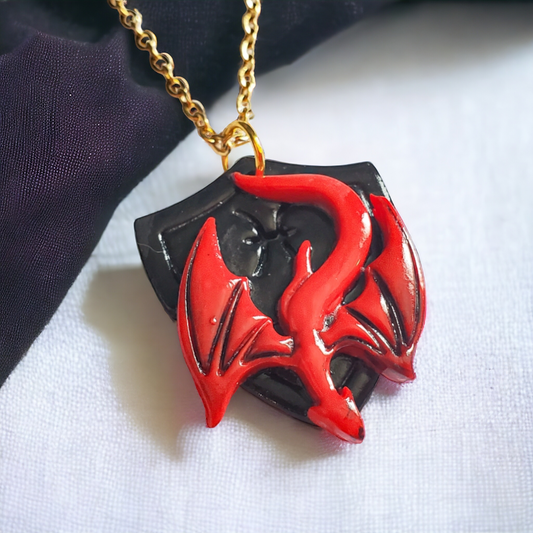 Pisces Zodiac Dragon Necklace with Shield