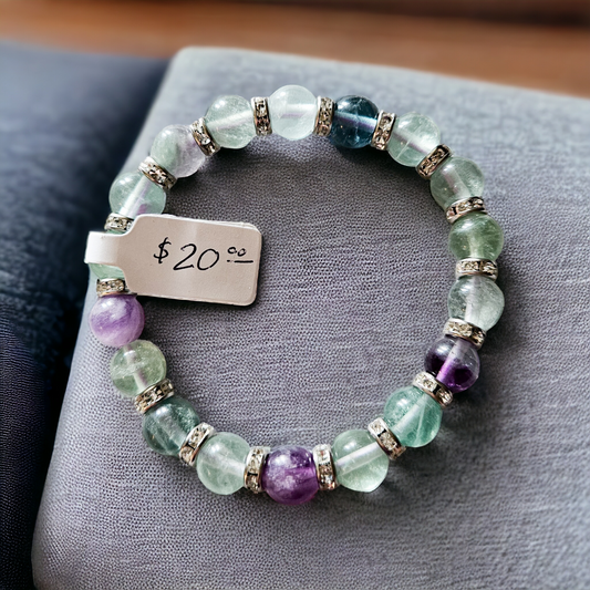 Flourite and Stainless Steel Bracelet