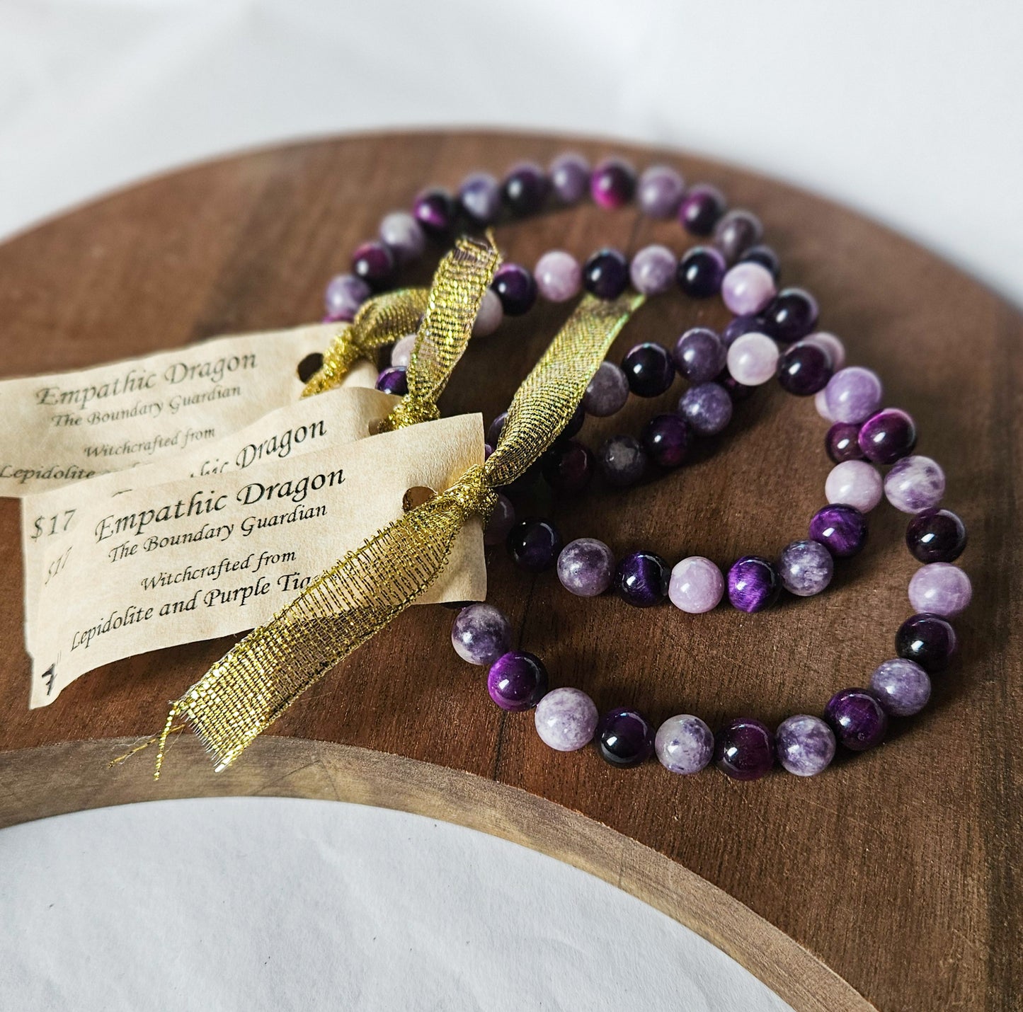 Empathic Dragon – Lepidolite and Purple Tigers Eye (dyed) Bracelet