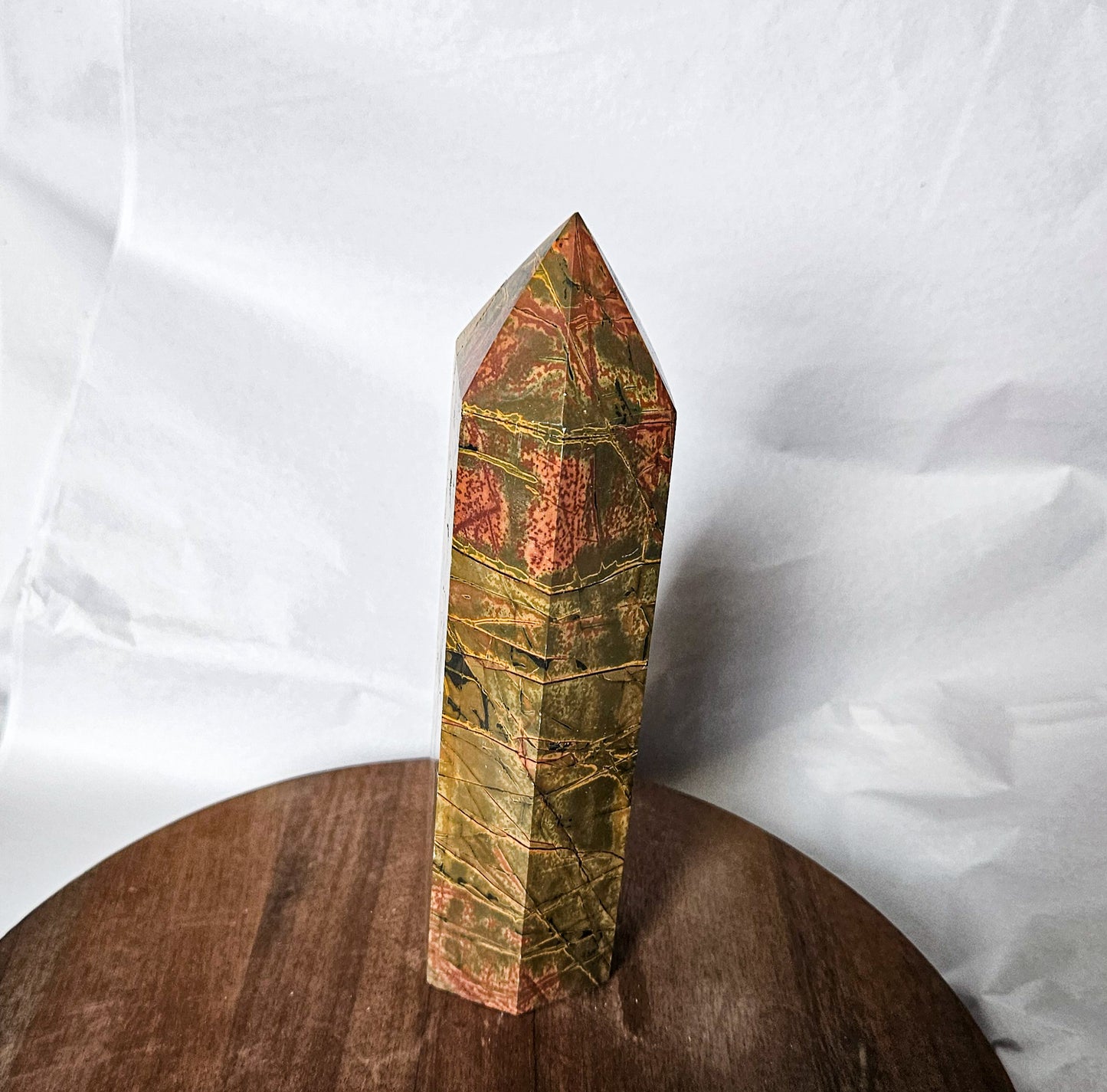 Red Creek Jasper Tower (1 lb 11 oz, 7") – Crystal Point for Grounding, Balance & Creative Flow | Polished Jasper Generator for Earth Energy & Home Decor