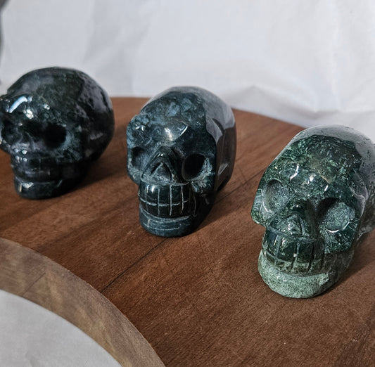 Moss Agate Skull – 2 inch