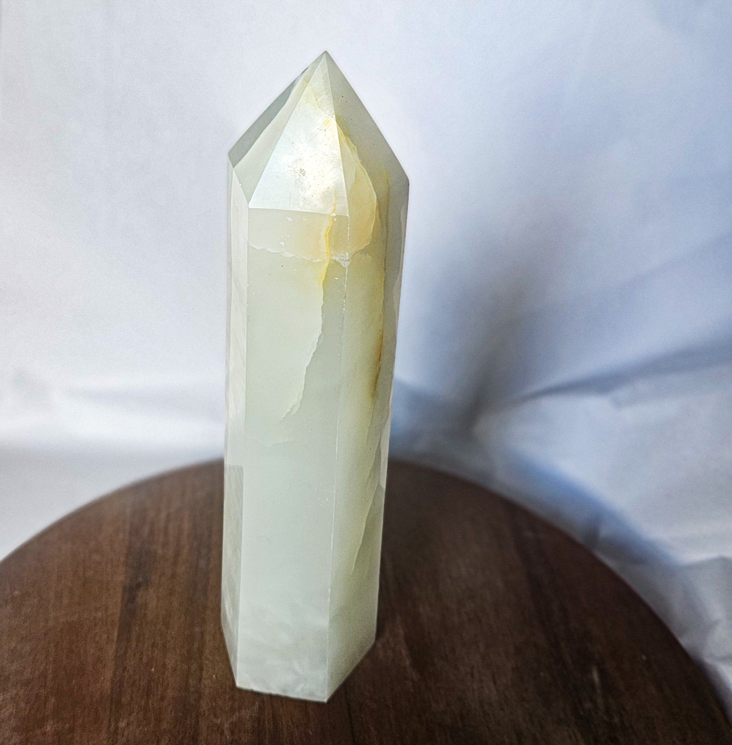 White Calcite Tower (1.5 lbs, 7.5") – Crystal Point for Clarity, Cleansing & Higher Energy | Polished Calcite Generator for Meditation & Home Decor
