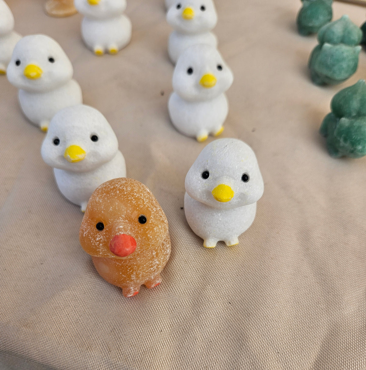Crystal Baby Duck – 2 Inch Carved Yellow or White Calcite Ducky for Joy & New Beginnings