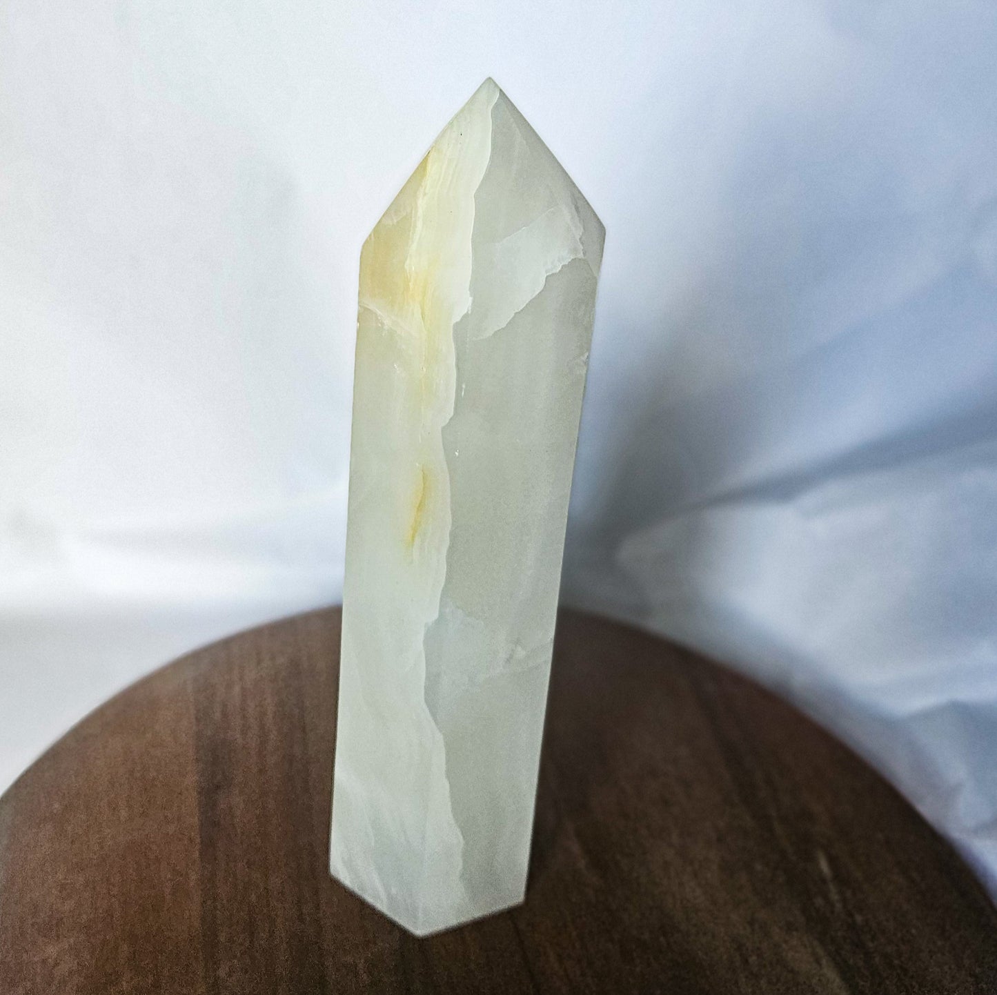 White Calcite Tower (1.5 lbs, 7.5") – Crystal Point for Clarity, Cleansing & Higher Energy | Polished Calcite Generator for Meditation & Home Decor