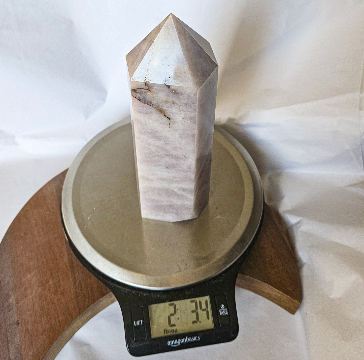 Lavender Rose Quartz Tower (2 lbs 3 oz, 7.4") – Crystal Point for Self-Love, Emotional Healing & Inner Peace | Polished Pink Quartz Generator for Altar or Home Energy Decor