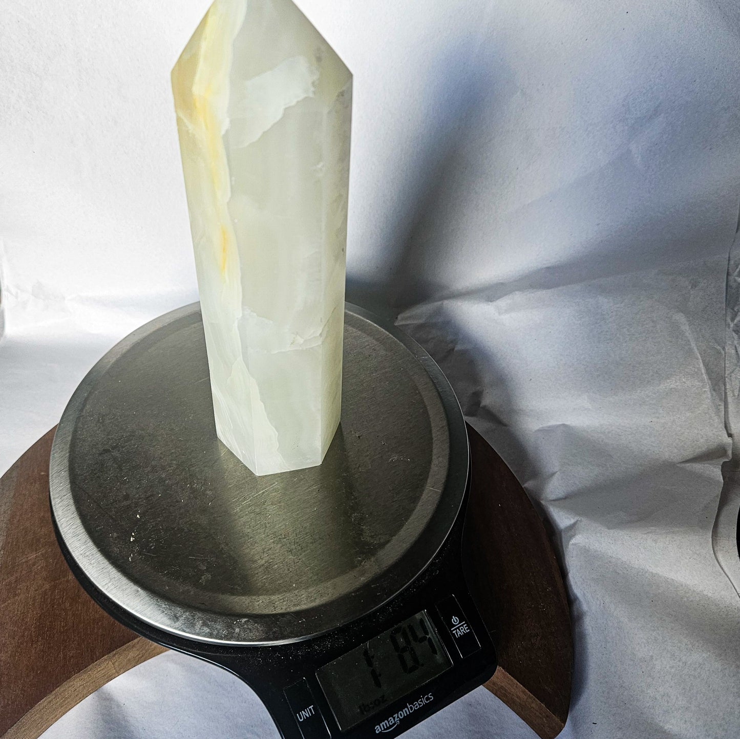 White Calcite Tower (1.5 lbs, 7.5") – Crystal Point for Clarity, Cleansing & Higher Energy | Polished Calcite Generator for Meditation & Home Decor