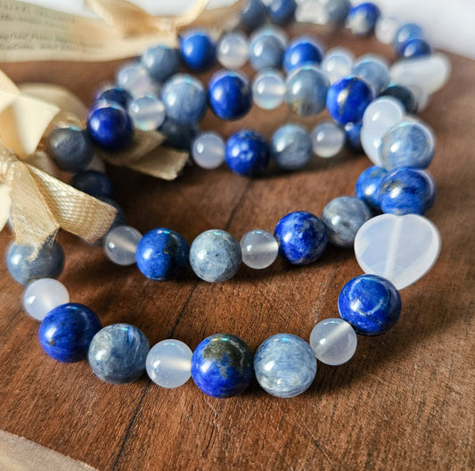 Truth Bomb Bracelet – Blue Kyanite, Lapis Lazuli & Blue Chalcedony for Clarity & Communication