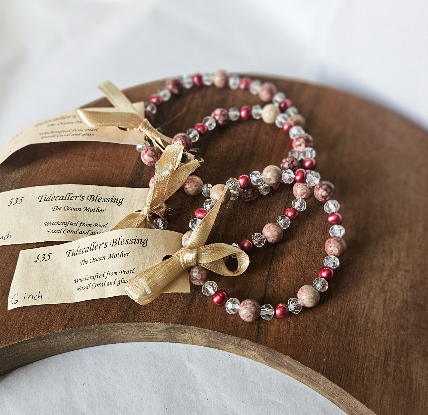 Tidecaller's Blessing – Pearl and Fossil Coral bracelet