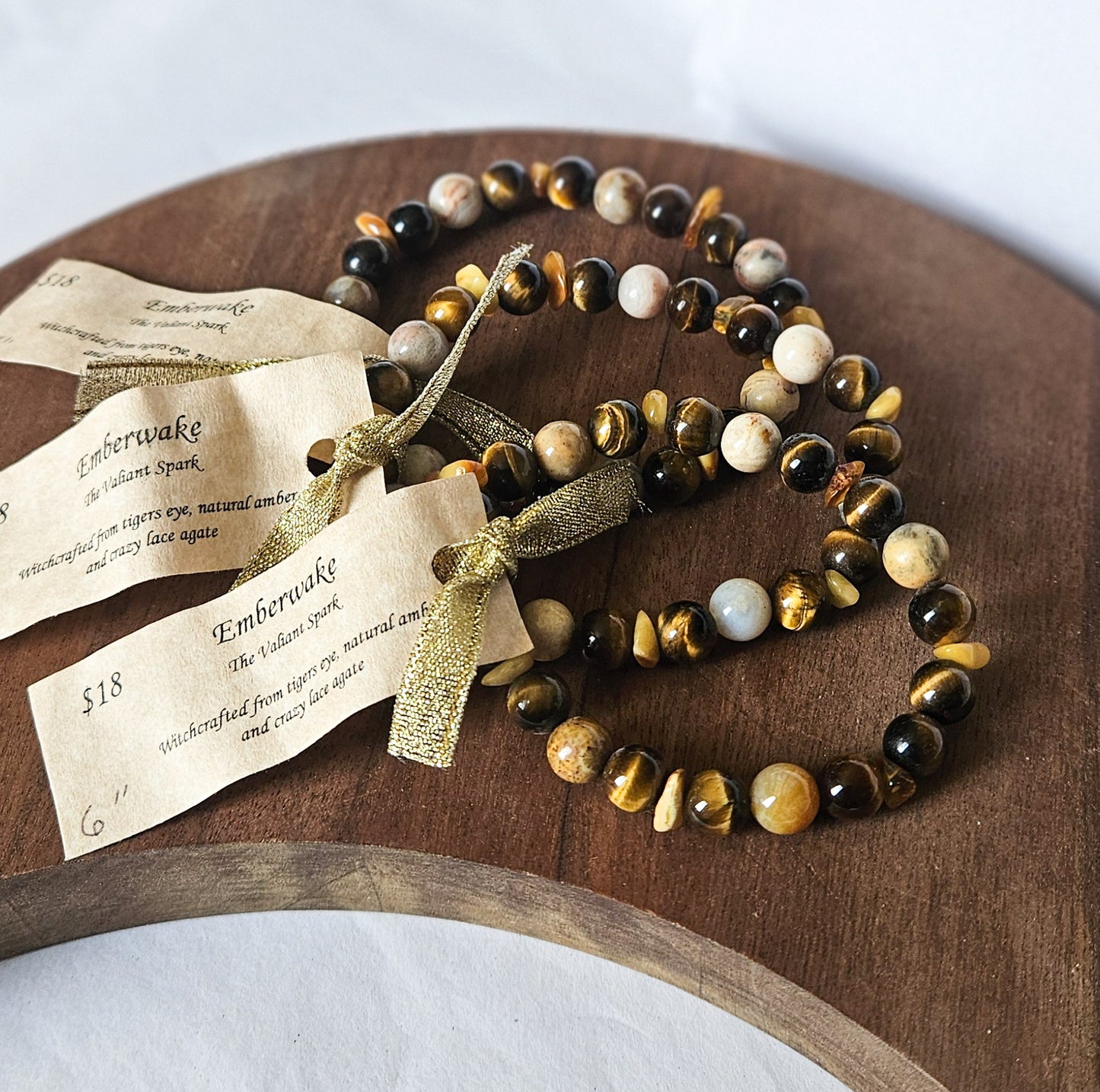 Emberwake – Tigers Eye, Mexican Crazy Lace Agate and Natural Amber Bracelet