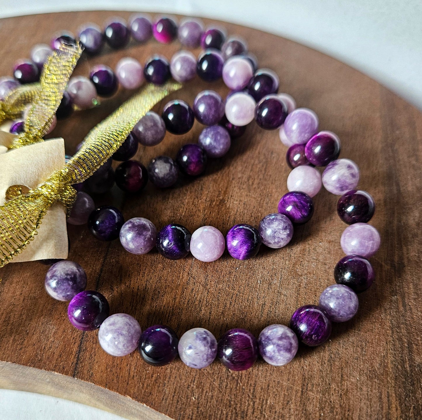 Empathic Dragon – Lepidolite and Purple Tigers Eye (dyed) Bracelet