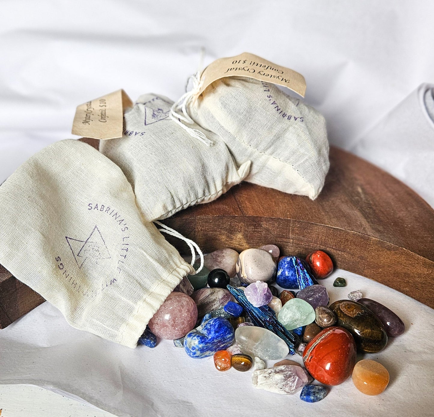 Mystery Crystal Confetti Bag (9 oz) – Mixed Tumbled Stones, Raw Crystals & Surprises | Intention Bag of Healing Gems by Sabrina’s Little Witchy Things