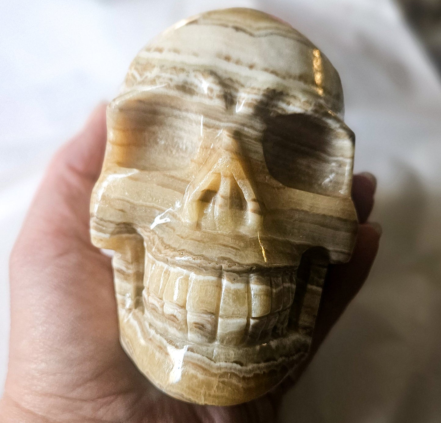 Large Yellow Banded Calcite Skull
