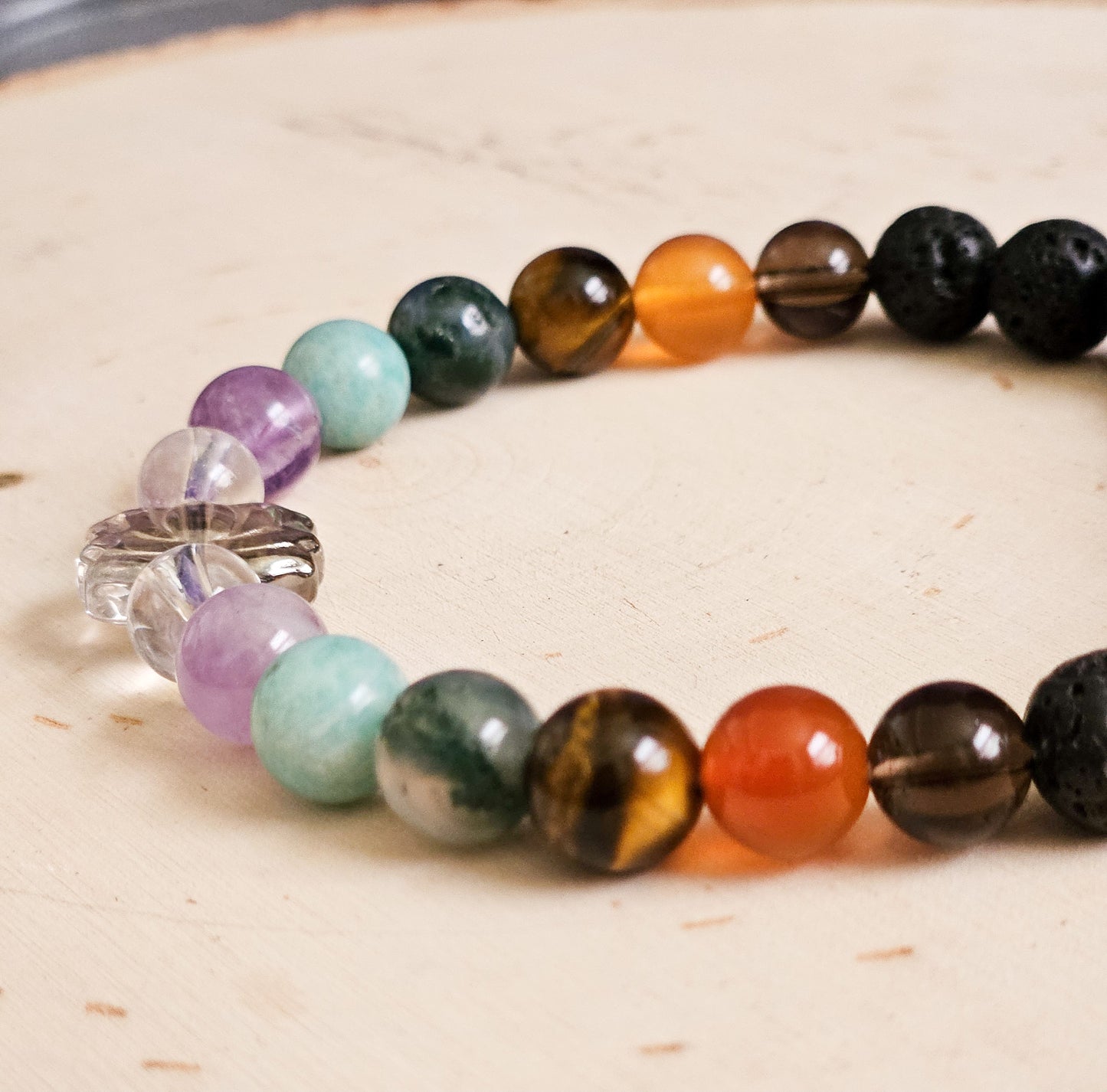 Chakra Stretch Bracelet - 8mm Beaded For Balance - Natural Crystal Jewelry - Size Inclusive