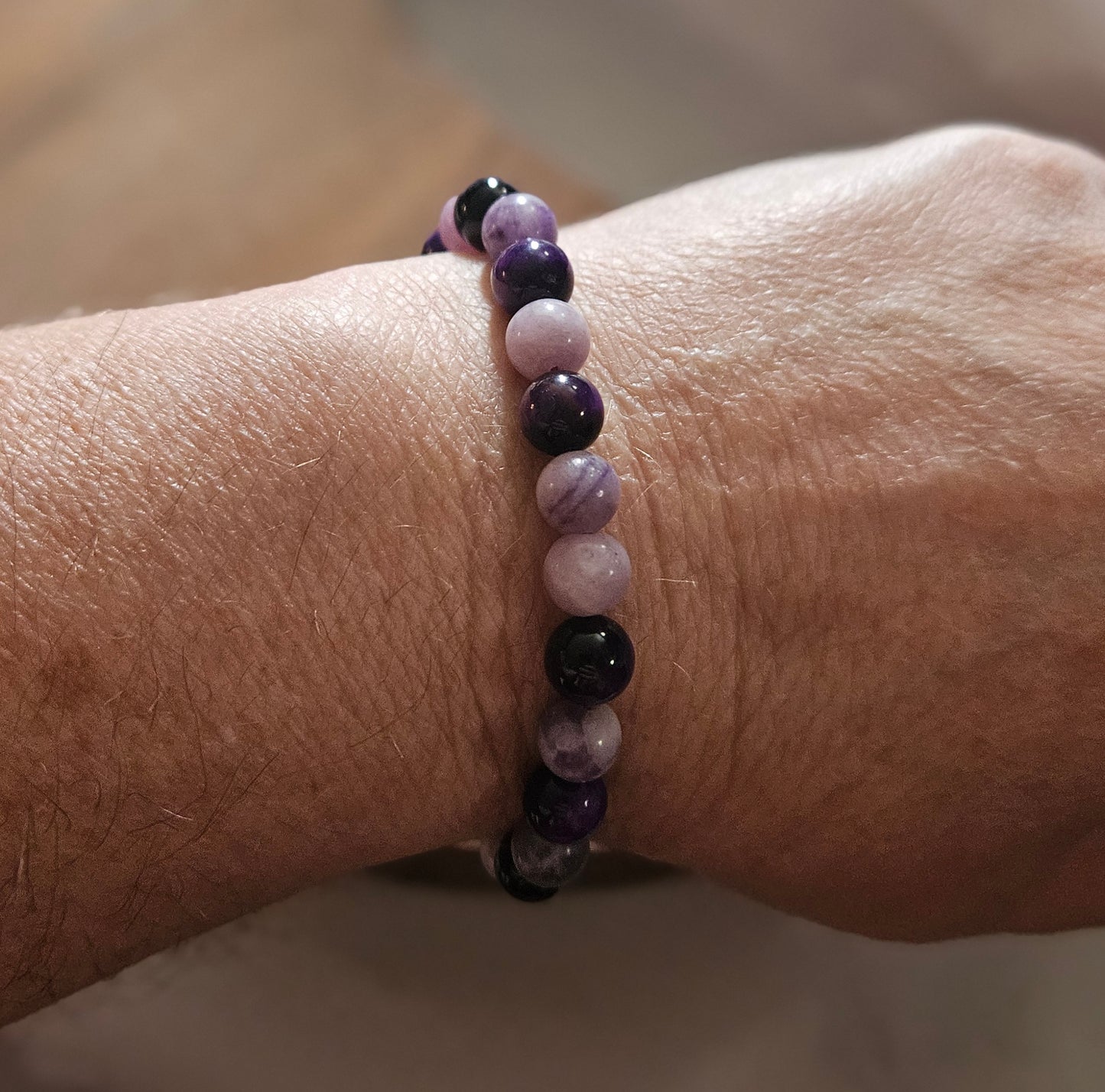 Empathic Dragon – Lepidolite and Purple Tigers Eye (dyed) Bracelet