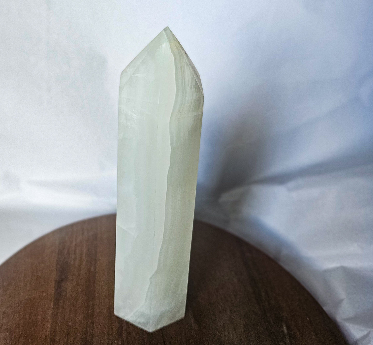 White Calcite Tower (1.5 lbs, 7.5") – Crystal Point for Clarity, Cleansing & Higher Energy | Polished Calcite Generator for Meditation & Home Decor