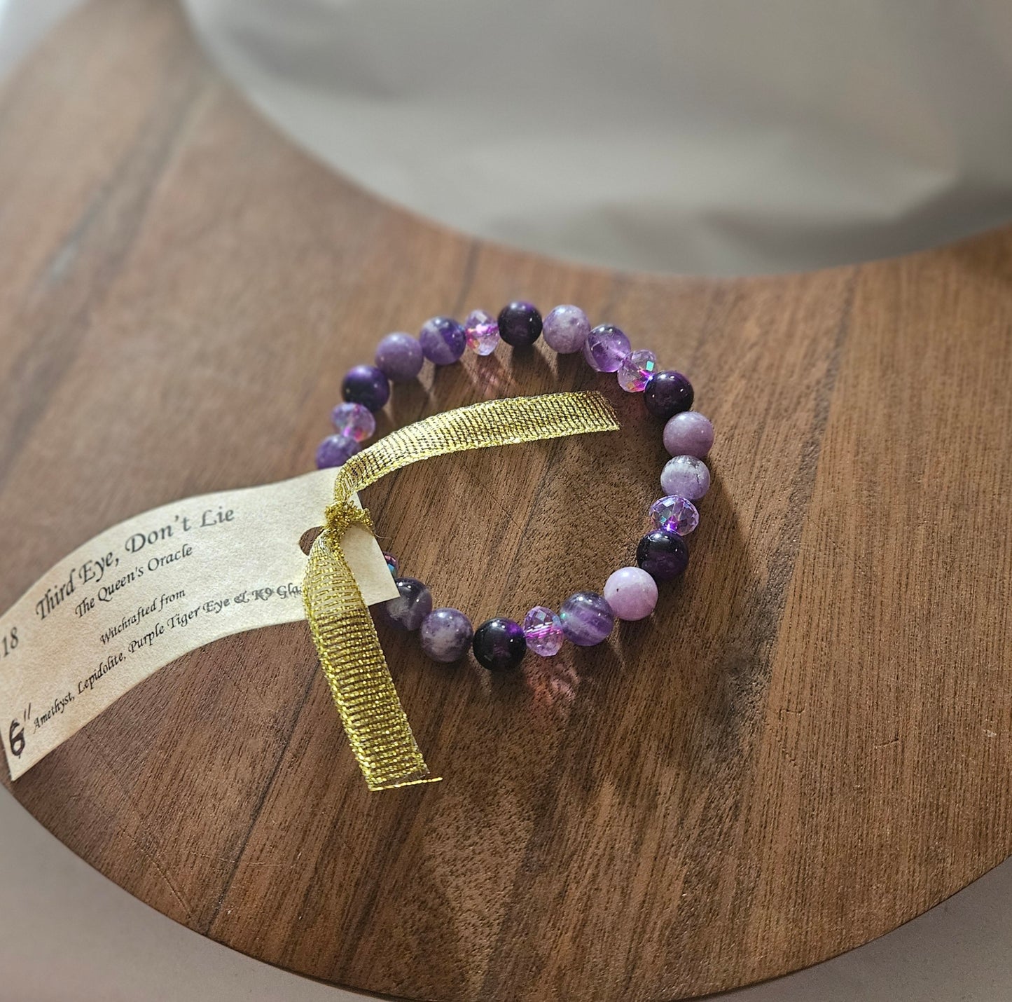 Third Eye Don't Lie – Chevron Amethyst, Lepidolite, Purple Tigers Eye (dyed) and Glass Bracelet