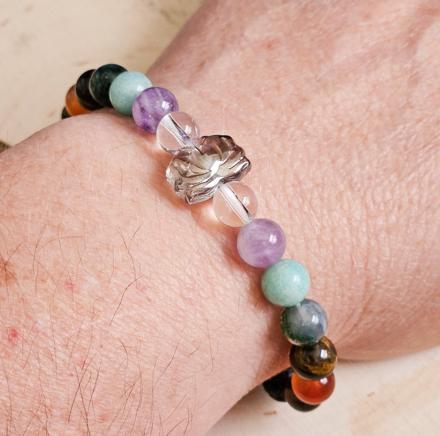 Chakra Stretch Bracelet - 8mm Beaded For Balance - Natural Crystal Jewelry - Size Inclusive