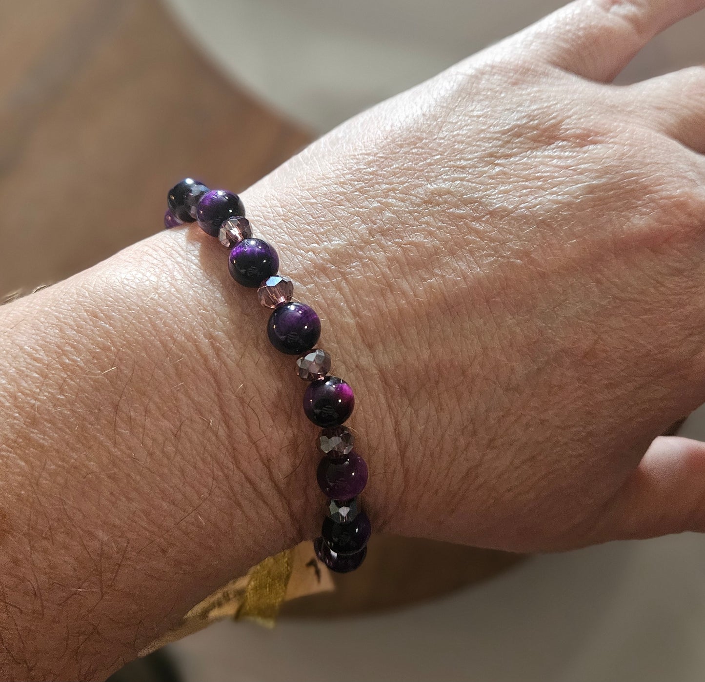 Witch's Familiar – Purple Tigers Eye (dyed) and glass Bracelet