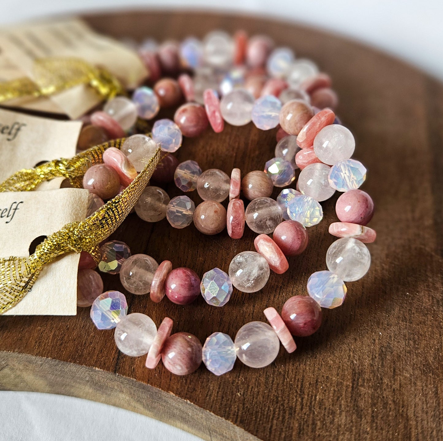 Loveletter To Myself - Rhodochrosite, Rhodonite, Rose Quartz and Glass Bracelet
