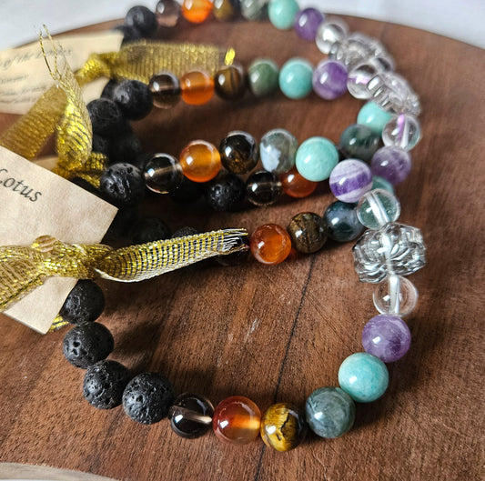 The Lady of the Lotus – Chakra Balancing Lava Stone Bracelet