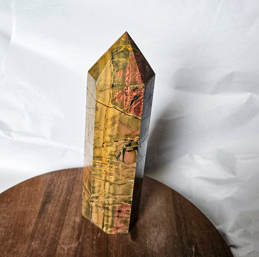 Red Creek Jasper Tower (1 lb 11 oz, 7") – Crystal Point for Grounding, Balance & Creative Flow | Polished Jasper Generator for Earth Energy & Home Decor