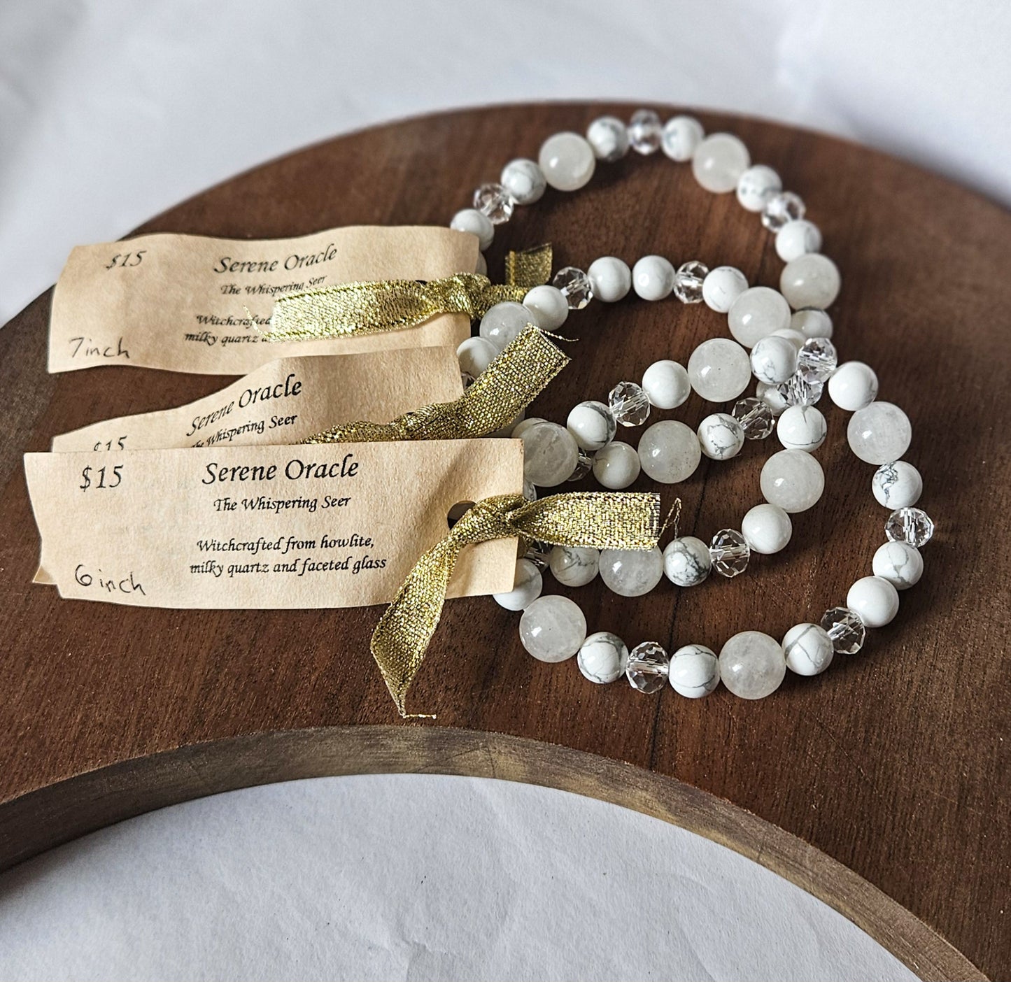 The Serene Oracle - Howlite, Milky Quartz and Faceted Glass Bracelet