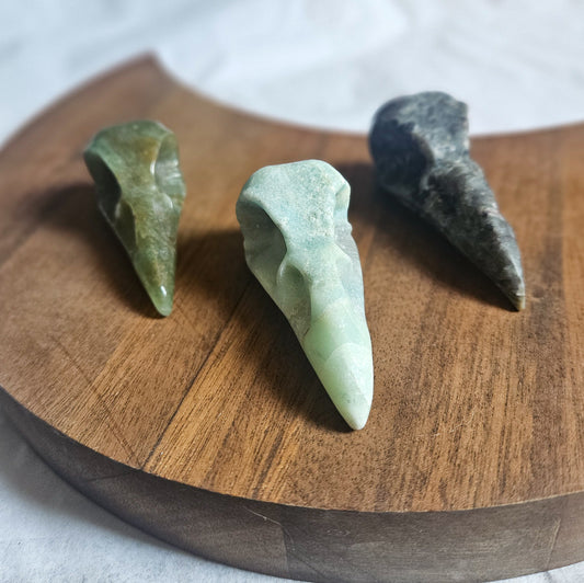 Crystal Raven Skull – 2 Inch Carved Stone Totem for Wisdom, Shadow Work & Protection