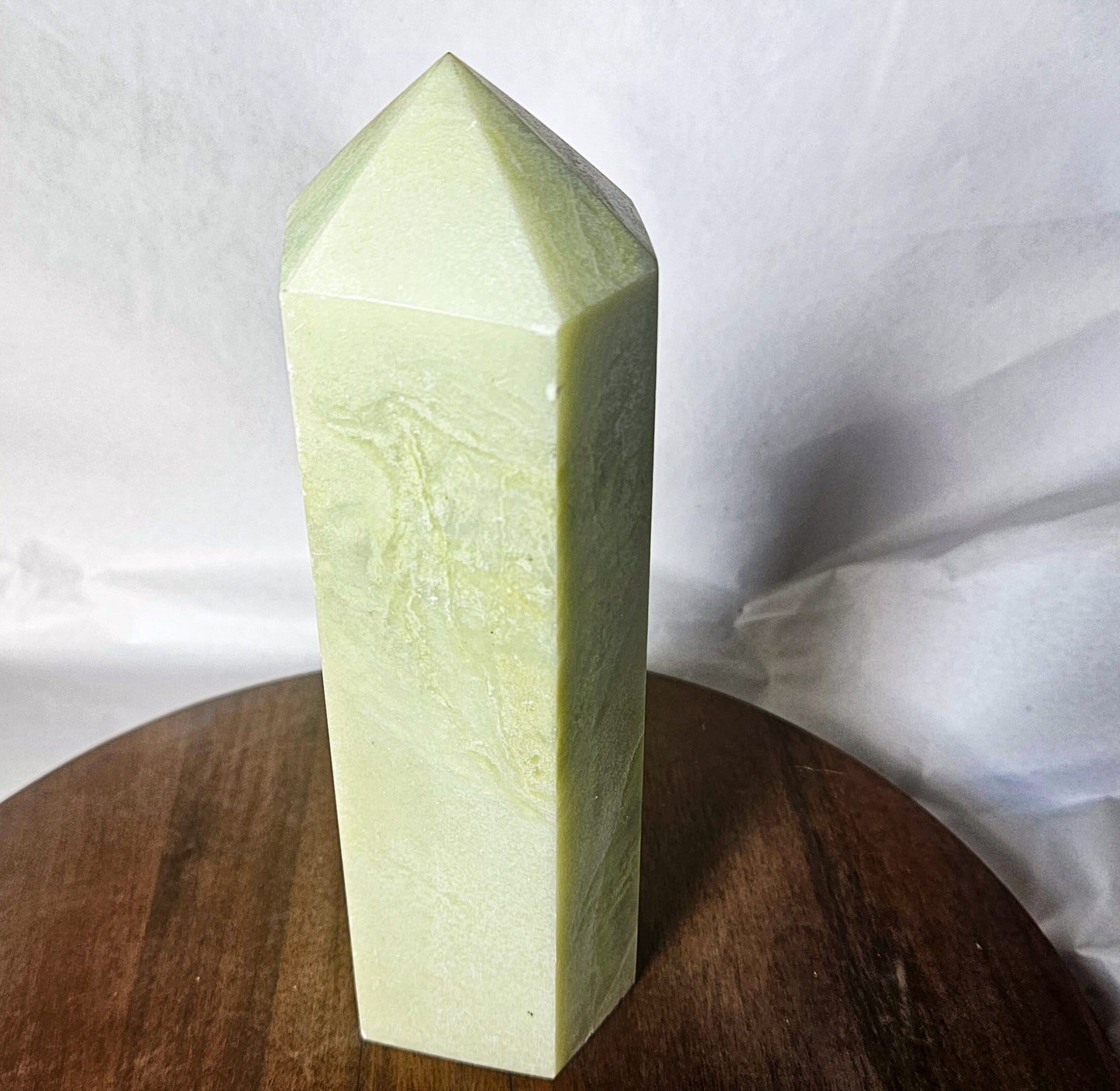Green Jade Tower (1.8 lbs, 6.75") – Crystal Point for Luck, Prosperity & Emotional Harmony | Polished Jade Generator for Healing & Balanced Energy Decor